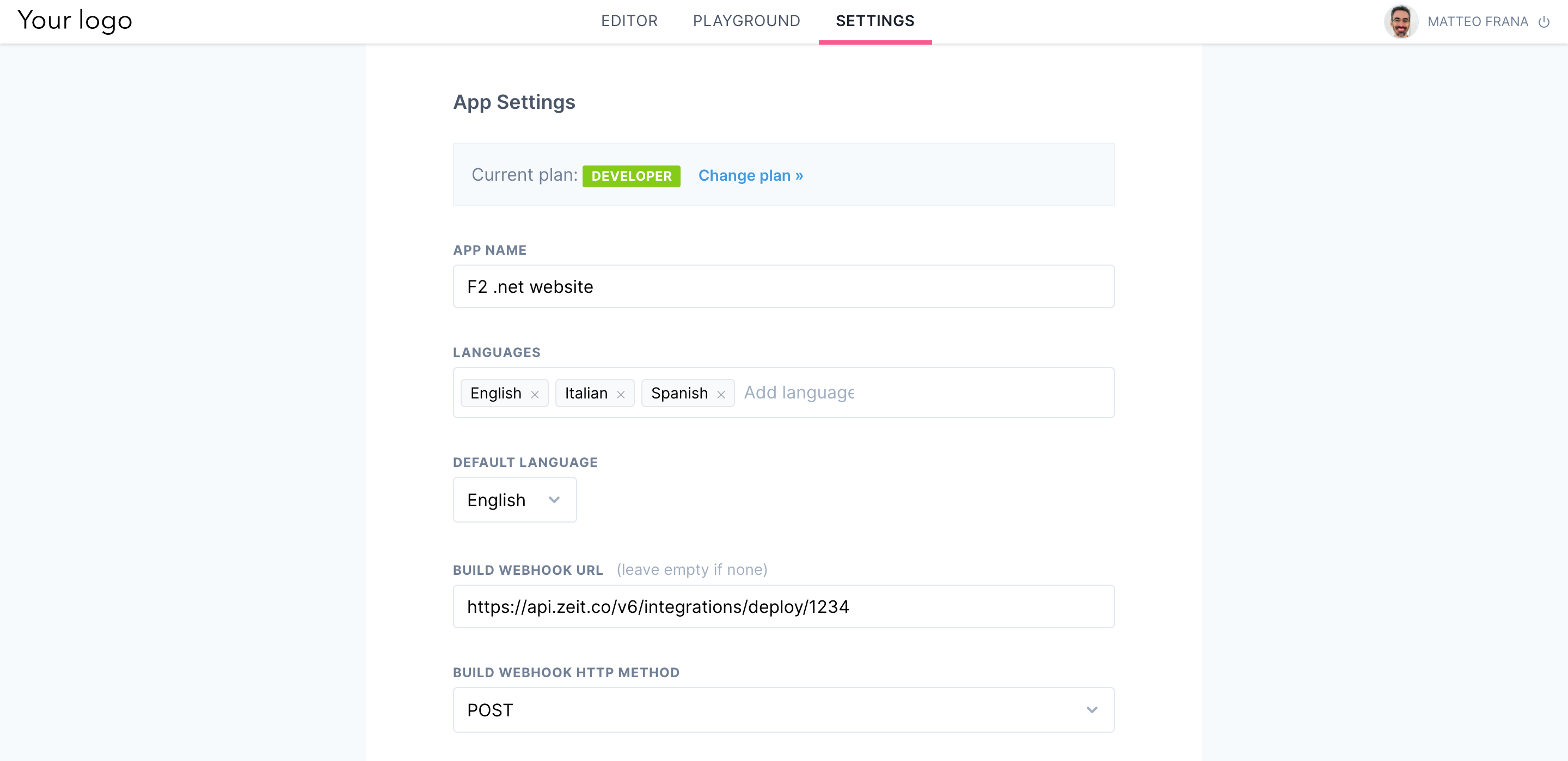 Admin App settings